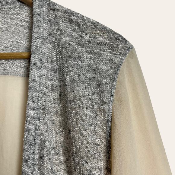Urban Outfitters Silence + Noise Gray Cream Sheer Open Cardigan Sweater Size S - Picture 2 of 8